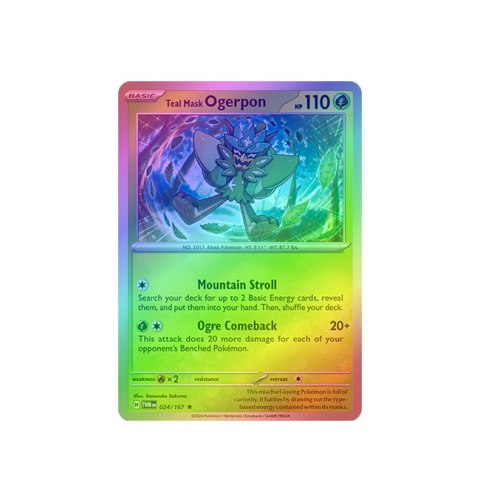Teal Mask Ogerpon 024/167 - Reverse Holo Teal Mask Ogerpon 024/167 - Reverse Holo